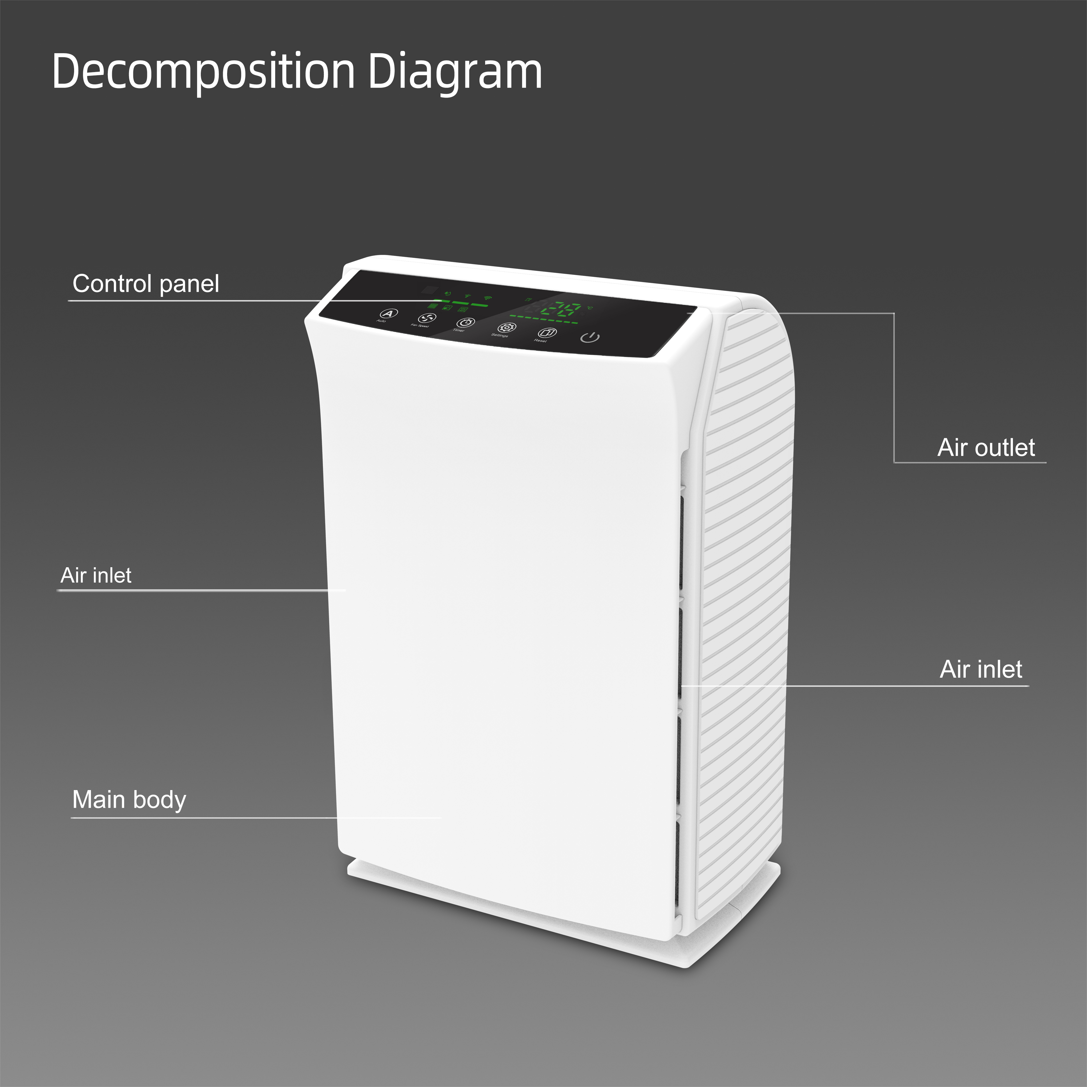 高 CADR 軽量 Wifi H13 HEPA 業務用空気清浄機